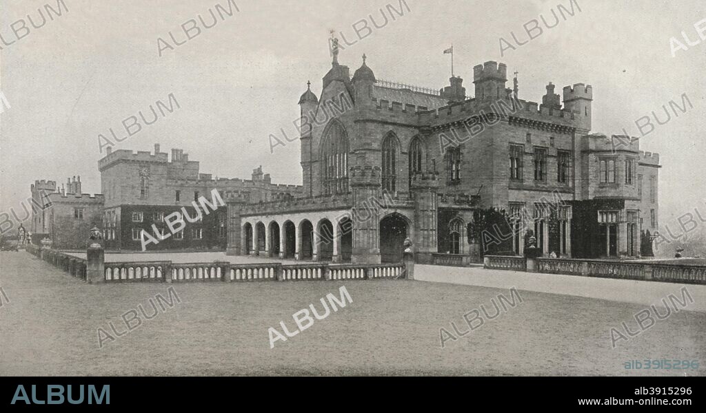'Lambton Castle, Durham, the seat of the Rt. Hon. The Earl of Durham', c1913. Built in the 1800s, the house was designed by Joseph Bonomi the Elder and his son Ignatius to resemble a Norman Castle. From The Connoisseur 1913, edited by J. T. Herbert Baily. [Otto Limited, London, 1913].