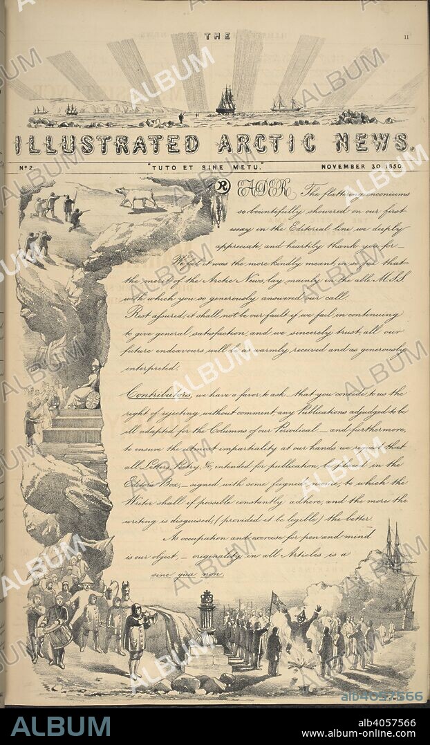 Text and illustrated page for 30 November 1850. The Illustrated Arctic News. Created 1850. Published in London on 15 March 1852. Facsimile of the Illustrated Arctic News published on board H.M.S. Resolute: Captn. Horatio T. Austin, in search of the expedition under Sir John Franklin. Source: 1875.c.19 page 11.
