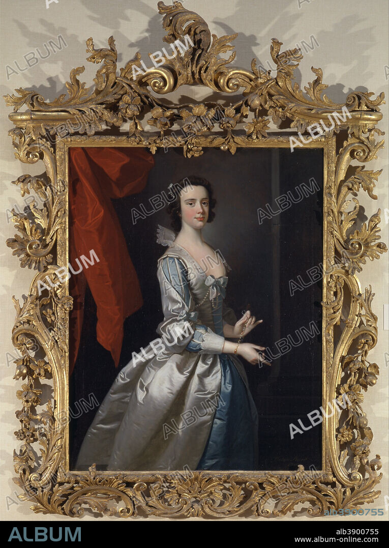 THOMAS HUDSON. Portrait of a Woman, Probably Elizabeth Aislabie, of Studley Royal, Yorkshire. Date/Period: 1749. Painting. Oil on canvas. Height: 1,257 mm (49.48 in); Width: 991 mm (39.01 in).