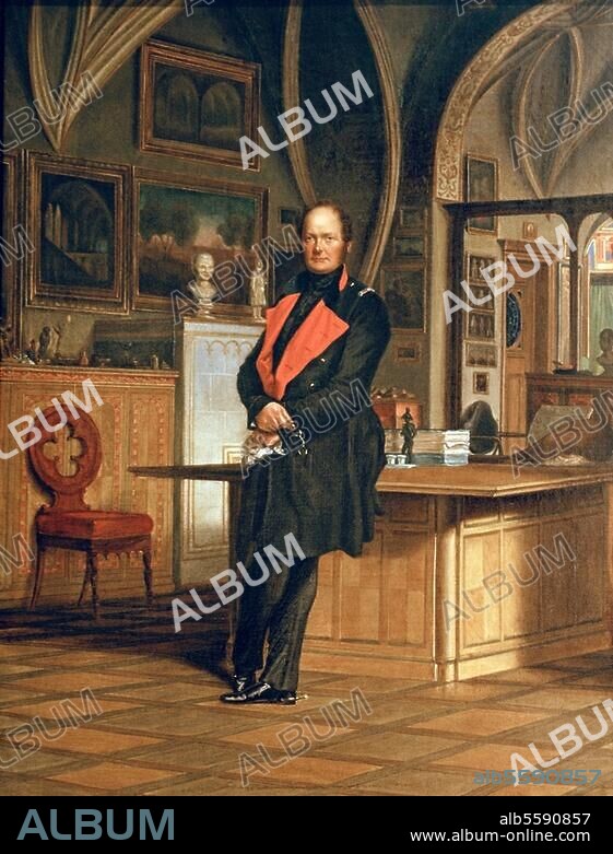 FRANZ KRUEGER. Friedrich Wilhelm IV. King of Prussia (1840-61). Berlin 15.10.1795 - Potsdam 2.1.1861. "Friedrich Wilhelm IV in his study at the Erasmuskapelle". Copy after a painting, 1846, by Franz Krüger (1797-1857). Oil on canvas, 62 × 50 cm. Berlin, Deutsches Historisches Museum.