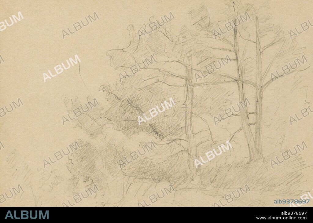 Sheet 12 verso from a sketchbook with 18 sheets, Trees and shrubs, Jozef Israëls, 1834 - 1911.