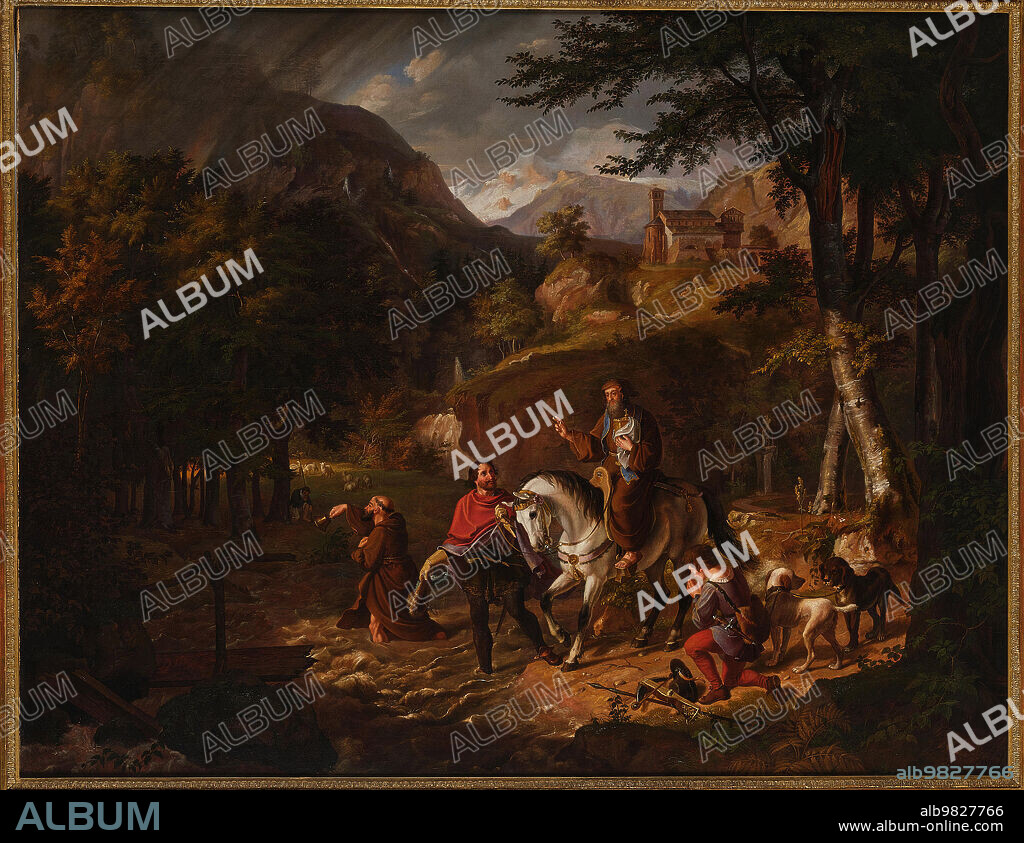 FRIEDRICH WILHELM MüLLER. The Habsburg legend: Count Rudolf helps a priest over a torrent.