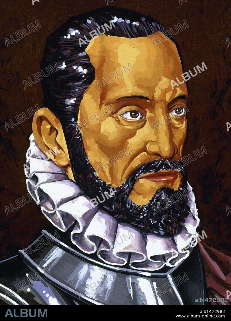 MENDOZA, Alonso de (h.1480/90-1550). Conquistador español. Fundó en 1548 la ciudad de La Paz. Dibujo.