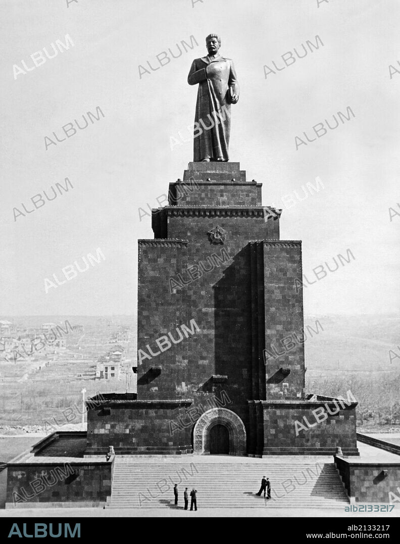 50 meter high monument to josef stalin erected in the armenian capital of yerevan, 1951, the monument was built by sculptor and people's artist of the ussr, s, merkurov and architect, r, izraelian who were both awarded the stalin prize for their efforts. 01/02/2013