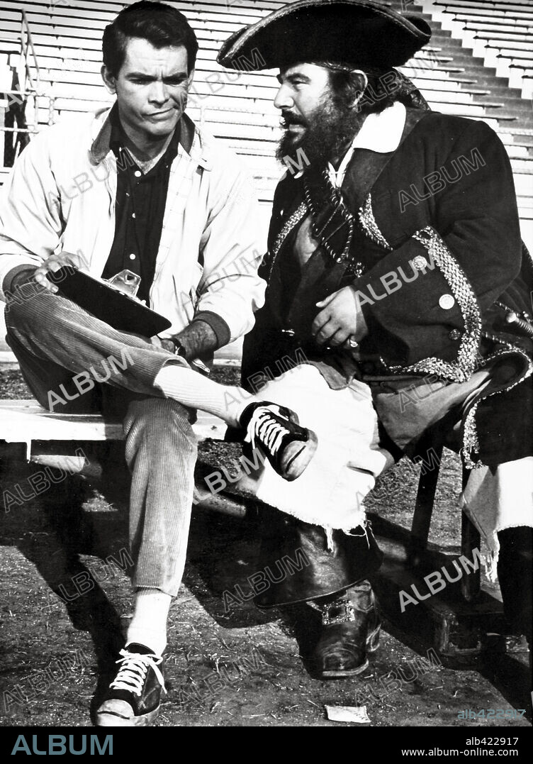 DEAN JONES and Sir Peter Ustinov. DEAN JONES and PETER USTINOV in BLACKBEARD'S GHOST, 1968, directed by ROBERT STEVENSON. Copyright WALT DISNEY PRODUCTIONS.