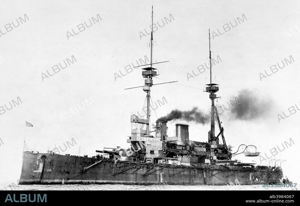 HMS 'Lord Nelson', c1908-1920. HMS Lord Nelson was a battleship of the Royal Navy built between 1906 and 1908. She was flagship of the Channel Fleet in 1914 and saw service in the Dardanelles in 1915. She was scrapped in 1920. From the Bernard Crochet Archive.