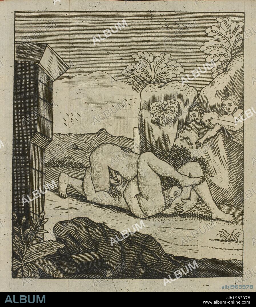 Couple having oral sex, outdoors, watched by two men. Joannis Meursii ElegantiÃ¦ Latini sermonis. (AloisiÃ¦ SigeÃ¦ ... SatyrÃ¦ SotadicÃ¦ ... Pars altera.). France. Joannis Meursii ElegantiÃ¦ Latini sermonis. (AloisiÃ¦ SigeÃ¦ ... SatyrÃ¦ SotadicÃ¦ ... Pars altera.) [An edition of the work by Nicolas Chorier, ascribed by him to Aloisia Sygaea. Here wrongly attributed to Meursius.] MEURSIUS, Joannes, the Younger. [c. 1690.]. Source: PC.30.I.10 pullout 28. Language: Latin.
