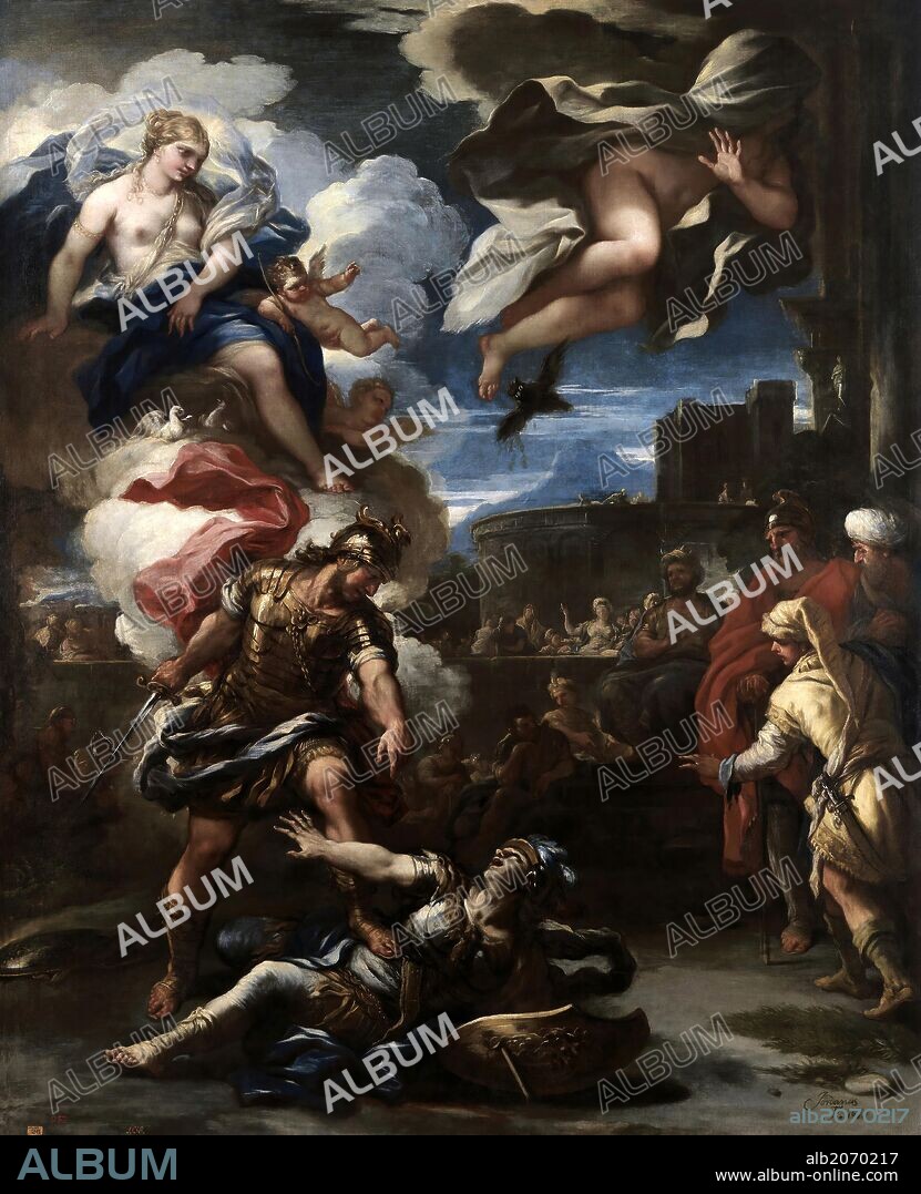 Luca Giordano / 'Turno vencido por Eneas', 1688, Italian School, Oil on canvas, 222 cm x 180 cm, P05137.