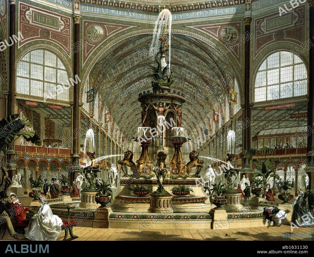 WORLD HISTORY / GREAT BRITIAN. Majolica Fountain in the International Exhibition of London in 1862, Designed by John Thomas  Illustration   Color lithograph.