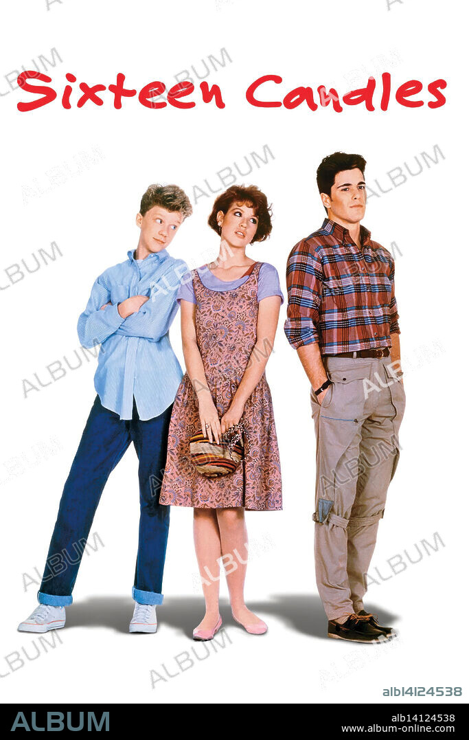 ANTHONY MICHAEL HALL, MICHAEL SCHOEFFLING and MOLLY RINGWALD in SIXTEEN CANDLES, 1984, directed by JOHN HUGHES. Copyright UNIVERSAL PICTURES.