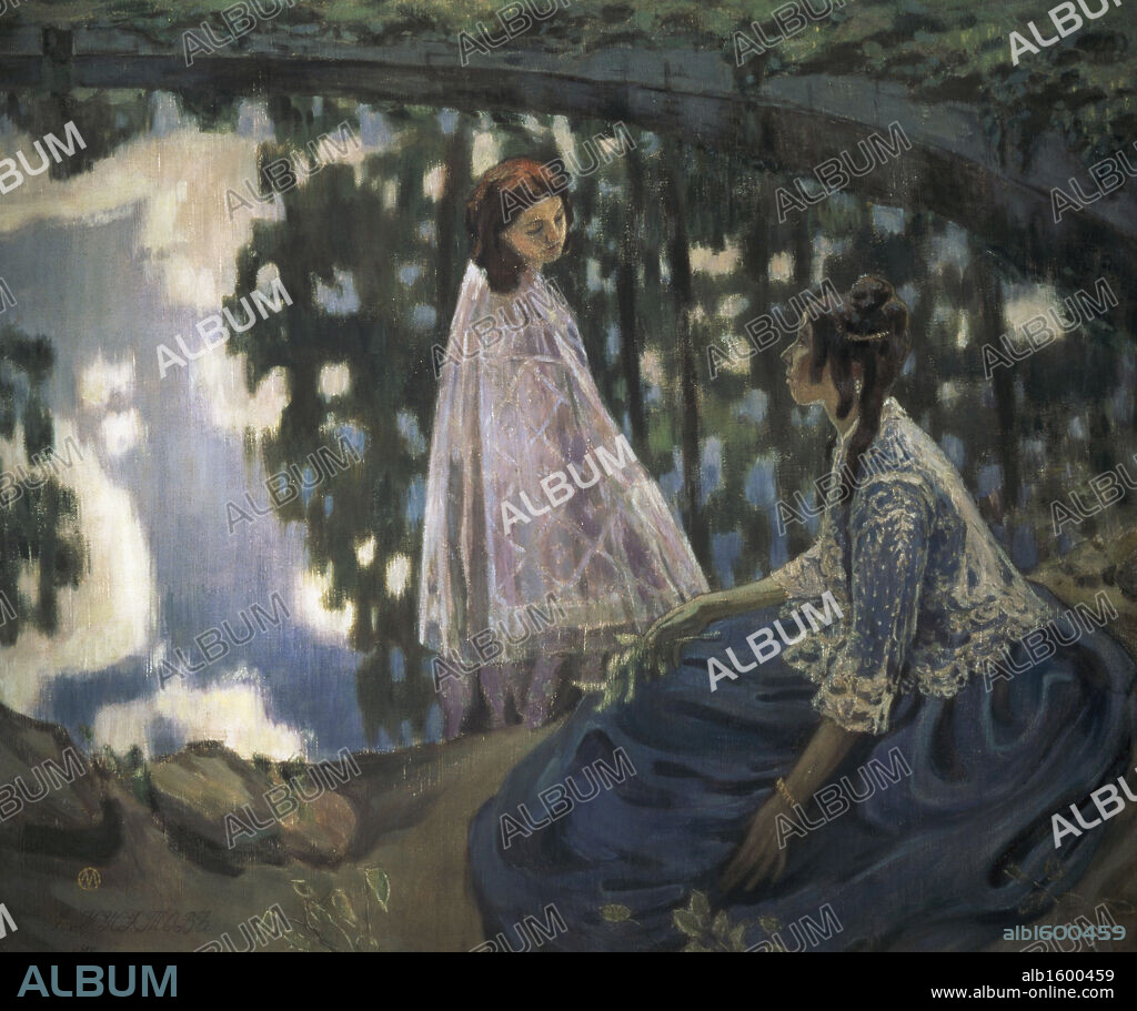 VIKTOR E. BORISOV-MUSATOV. The Pond  1902  Viktor Borisov-Musatov (1870-1905/Russian)  Tretyakov Gallery, Moscow.