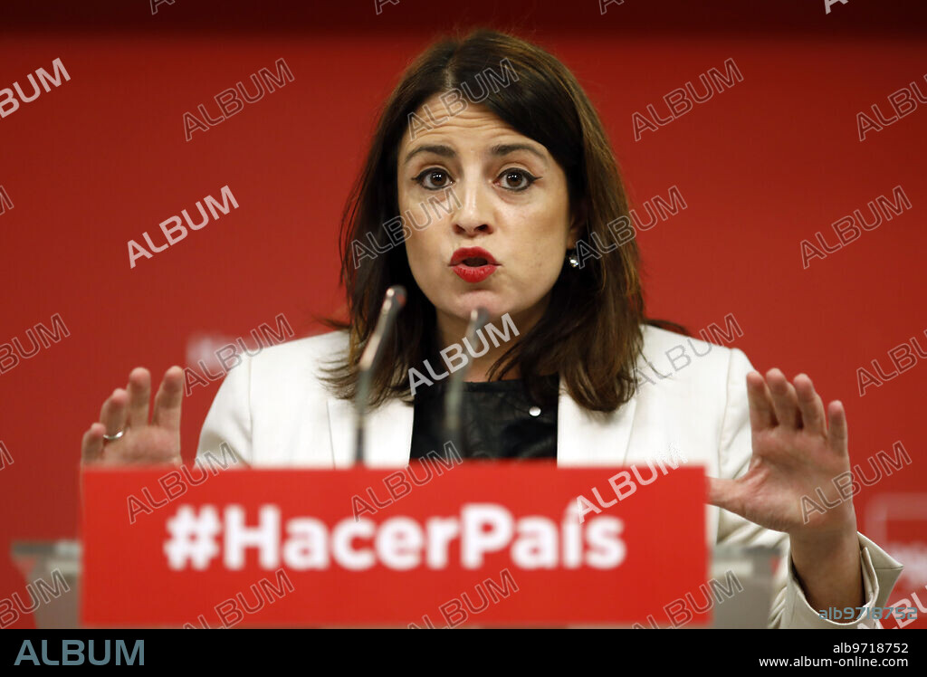 Madrid, 03/12/2018. The deputy secretary general of the Socialist Party Adriana Lastra, at a press conference after the executive meeting of the Party. Photo: Oscar del Pozo ARCHDC.