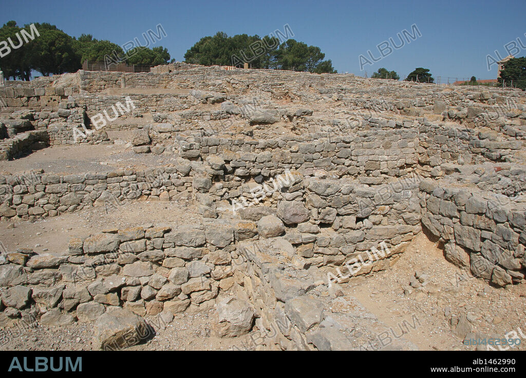 Greek Art. Emporium (Ampurias). Greek colony founded by the greeks of Foci.  575 BC. Ruins of Neapolis.  Girona province. Catalonia. Spain. Europe.
