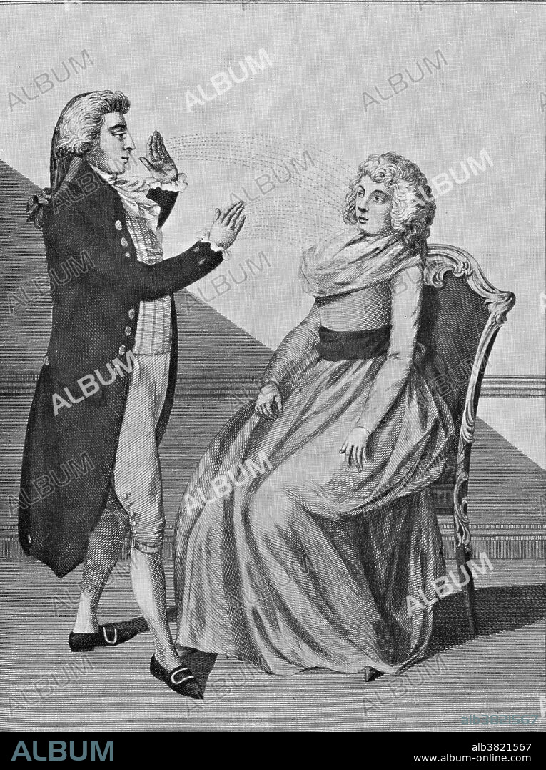 Mesmer hypnotizing a patient. Franz Friedrich Anton Mesmer (May 23, 1734 - March 5, 1815) was a German physician with an interest in astronomy, who theorized that there was a natural energetic transference that occurred between all animated and inanimate objects that he called animal magnetism, sometimes later referred to as mesmerism. Mesmerism is considered to be a form of vitalism and shares features with other vitalist theories that emphasize the movement of life "energy" through distinct channels in the body. There were those who thought he was a charlatan and others who believed he had made a great discovery. Mesmer tried and failed to get either the Royal Academy of Sciences or the Royal Society of Medicine to provide official approval for his doctrines. In 1779, he wrote an 88-page book entitled: MÃ©moire sur la dÃ©couverte du magnÃ©tisme animal, to which he appended his famous 27 Propositions that outlined his theory. In 1784 King Louis XVI appointed commissioners to investigate animal magnetism. The commission concluded that there was no evidence for "mesmerism" and whatever benefit the treatment produced was attributed to "imagination". Mesmer lived to be 80 years old.