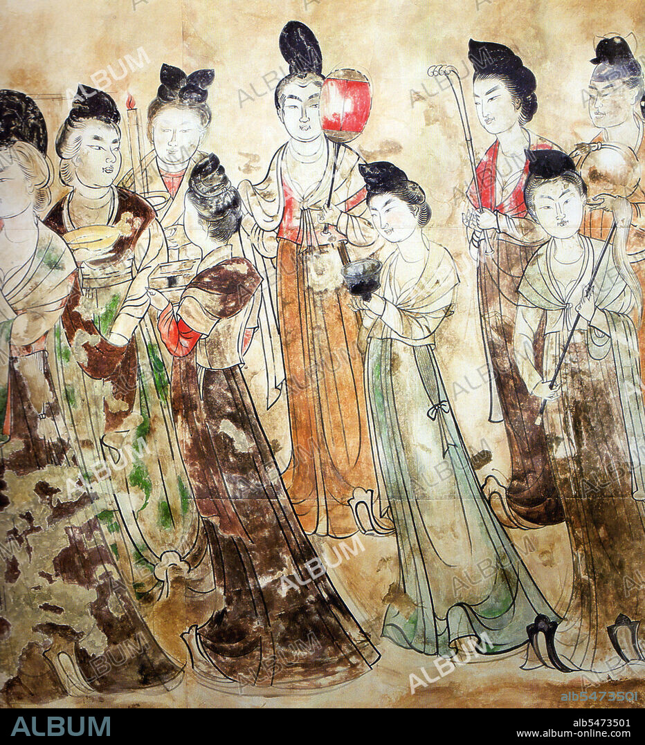 The Qianling Mausoleum is a Tang Dynasty (618-907) tomb site located in Qian County, Shaanxi province, China, and is 85 km (53 miles) northwest of Xi'an, the former Tang capital. Built by 684 (with additional construction until 706), the tombs of the mausoleum complex house the remains of various members of the royal Li family. This includes Emperor Gaozong of Tang (r. 649-683), as well as his wife, the Zhou Dynasty usurper and China's first (and only) governing empress Wu Zetian (r. 690-705). The mausoleum is renowned for its many Tang Dynasty stone statues located above ground and the mural paintings adorning the subterranean walls of the tombs. Besides the main tumulus mound and underground tomb of Gaozong and Wu Zetian, there is a total of 17 smaller attendant tombs.
