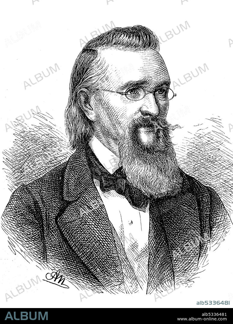 Leopold Alexander Friedrich Arends, December 4, 1817 - December 22, 1882, German stenographer and system inventor  /  Leopold Alexander Friedrich Arends, 4. Dezember 1817 - 22. Dezember 1882, deutscher Stenograf und Systemerfinder, Historisch, historical, digital improved reproduction of an original from the 19th century / digitale Reproduktion einer Originalvorlage aus dem 19. Jahrhundert,.