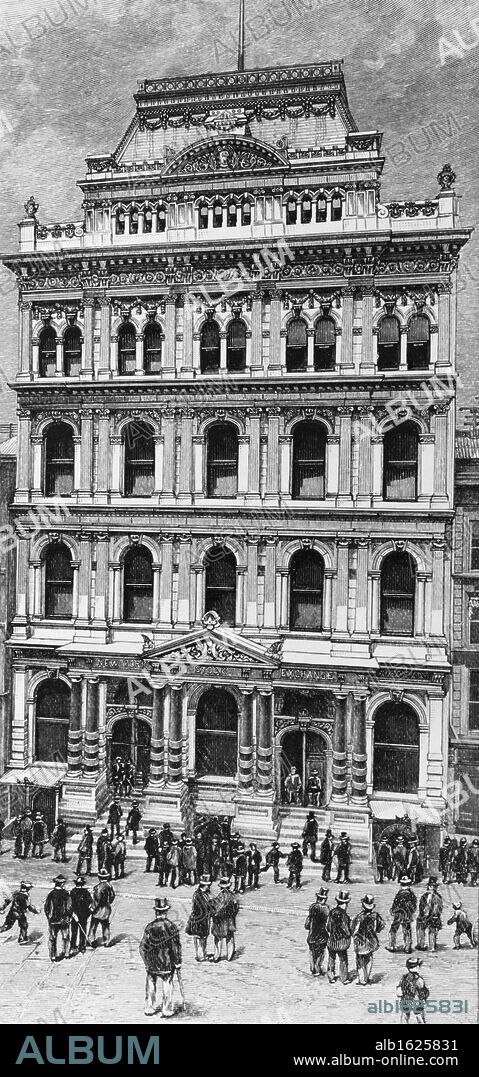 AMERICAN HISTORY. Stock Exchange in 1885,  lithograph,  USA,  New York State,  New York City.