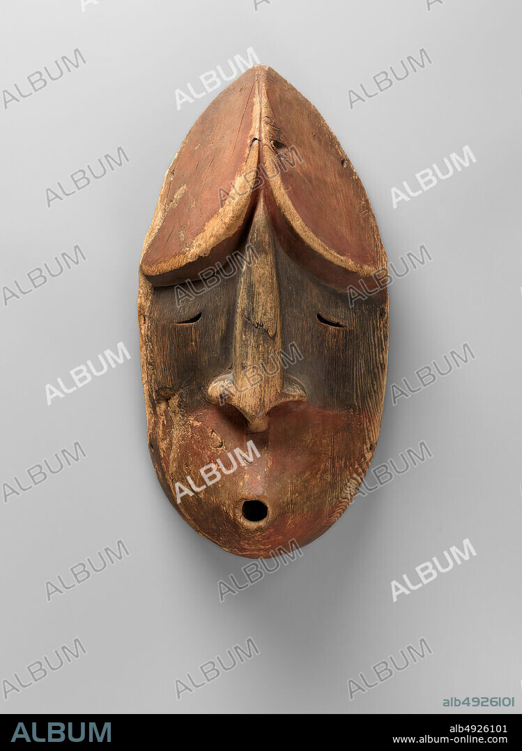 Mask, Alutiiq/ Sugpiaq, Native American, ca. 1870, Made in Kodiak Island, Alaska, United States, Alutiiq/ Sugpiaq, Native American, Wood and pigment, 15 3/4 × 7 3/4 × 4 1/2 in. (40 × 19.7 × 11.4 cm), (not assigned).