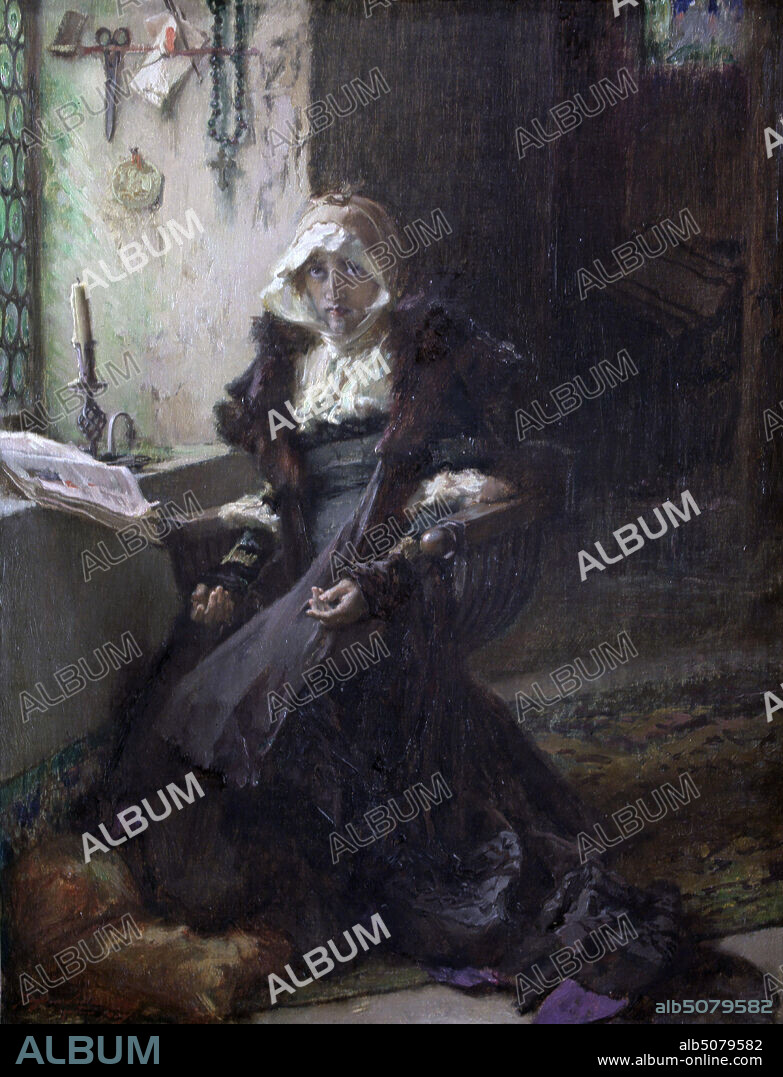 FRANCISCO PRADILLA Y ORTIZ. JUANA LA LOCA. REINA DE CASTILLA. 1479-1555. "DOÑA JUANA LA LOCA RECLUIDA EN TORDESILLAS". OLEO DE FRANCISCO PRADILLA. MUSEO BELLAS ARTES DE ZARAGOZA.