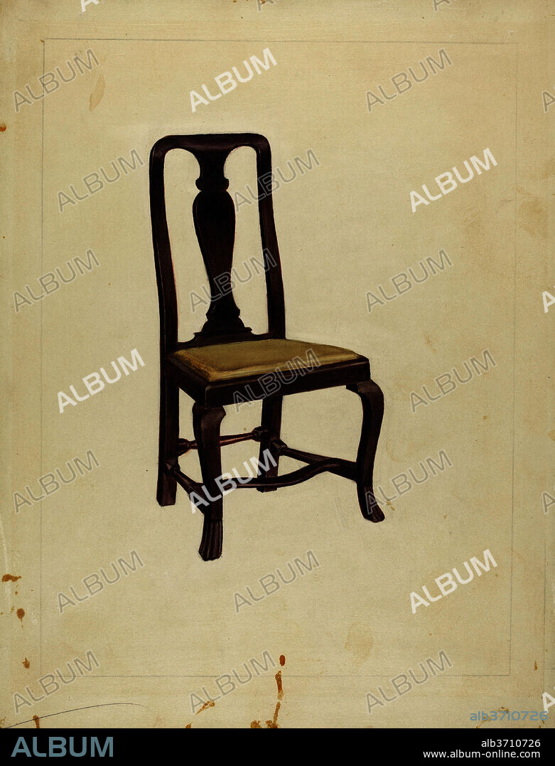 MARION CURTISS. Side Chair. Dated: c. 1940. Dimensions: overall: 29.9 x 22.8 cm (11 3/4 x 9 in.). Medium: watercolor, graphite, and pen and ink on paperboard.