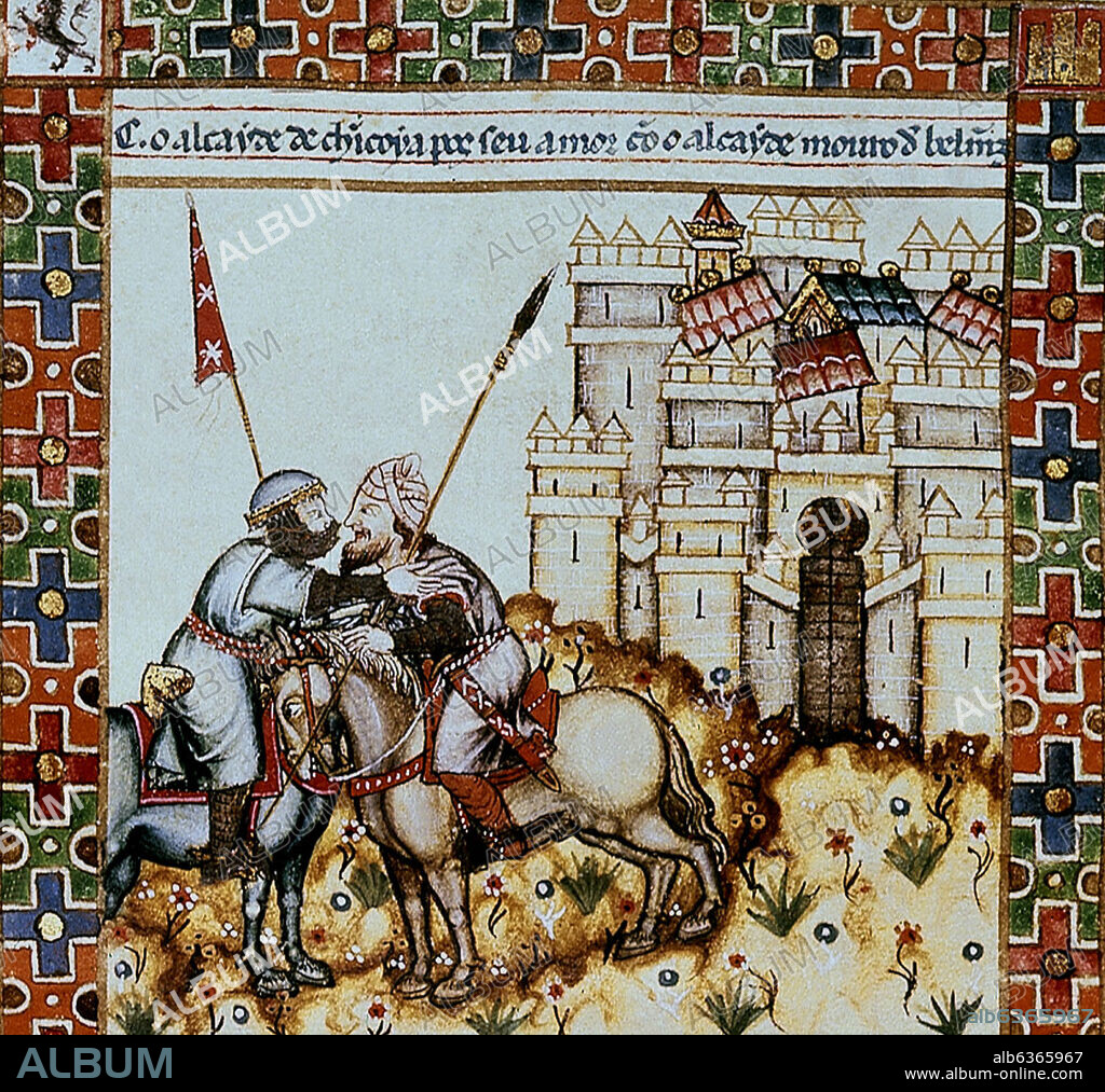 ALFONS X VON KASTILIEN DER WEISE. MTI1-CANTIGA DE SANTA MARIA Nº187-F246V-ASALTO AL CASTILLO DE CHINCOYA POR EL REY DE GRANADA-SIGLO XIII - 2ª VIÑETA DE LA 1ª FILA - Cj 185463.