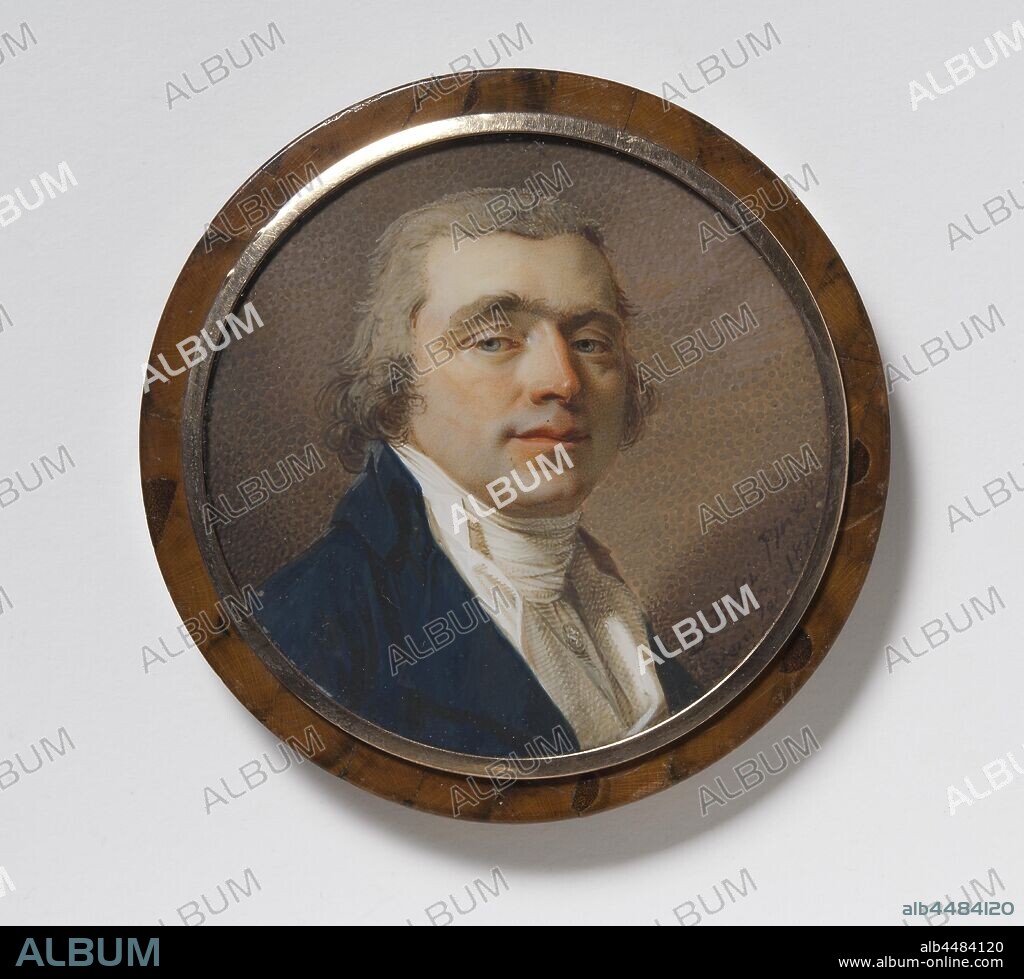 Johann Dominik Bossi, John Hall dy, John Hall the Younger, 1771-1830, business man, beggar, businessman, painting, John Hall, 1801, Watercolor on ivory, , Metal and wooden box, Height, 6 cm (2.3 inches), Signed, D, Bossi Pinxit Den, Got.