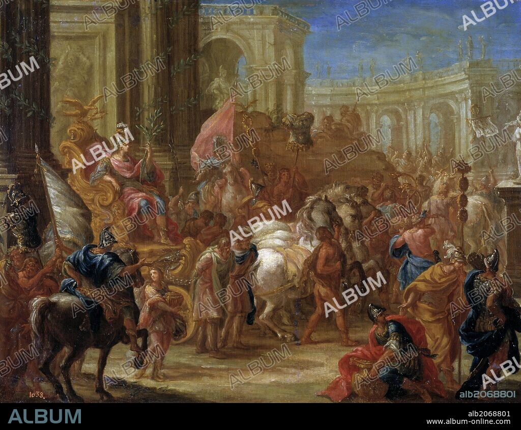 CHARLES LE BRUN (discípulo). Charles Le Brun (Discípulo de) / 'El triunfo de César', Finales del siglo XVII, Escuela Francesa, Lienzo, 49 cm x 64 cm, P02278.