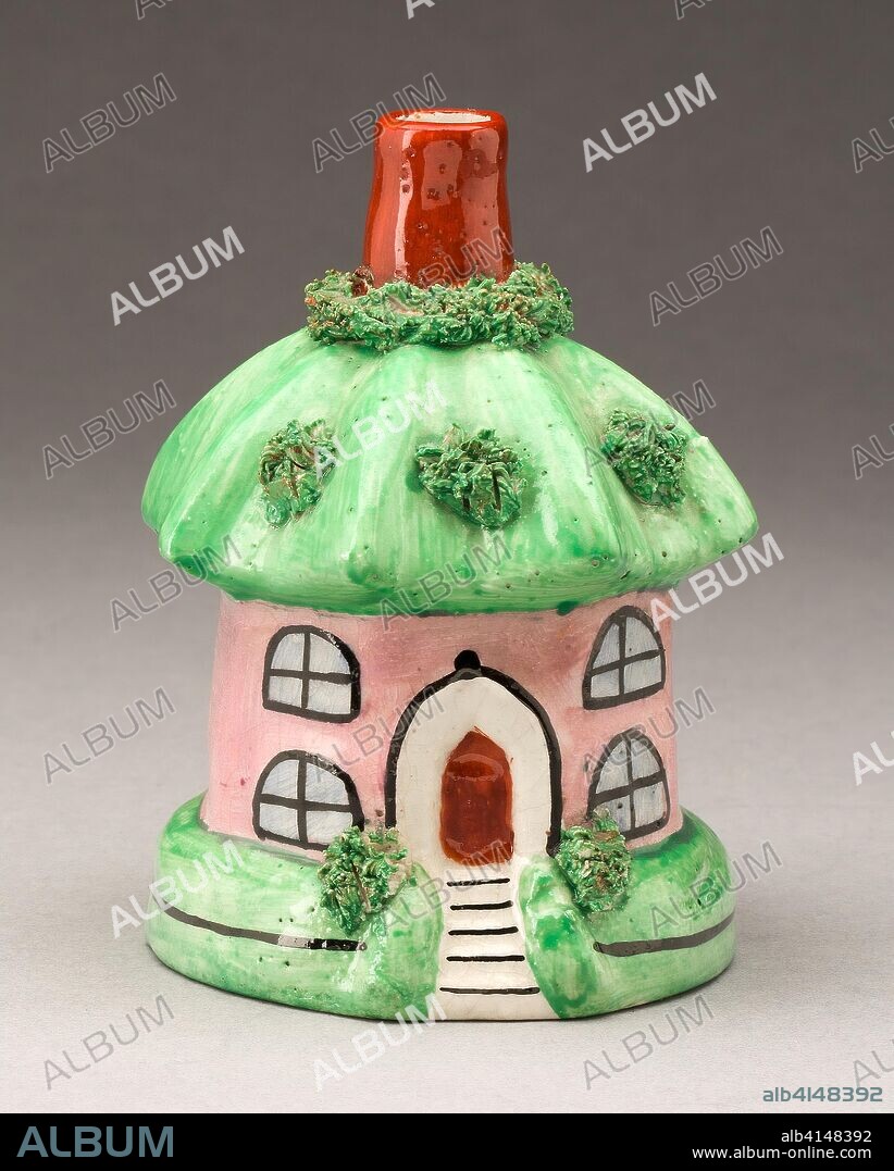 Incense Burner. England, Staffordshire. Date: 1825-1835. Dimensions: 10.4 x 7.3 x 7.3 cm (4 1/8 x 2 7/8 x 2 7/8 in.). Glazed earthenware with polychrome enamel decoration. Origin: Staffordshire.