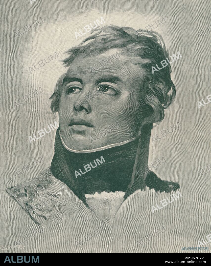 E. G. H. DEL'ORME. 'Marshal Étienne-Jacques-Joseph-Alexandre Macdonald, Duke of Tarentum', c1800, (1896). Étienne Jacques Joseph Alexandre MacDonald, 1st Duke of Taranto (1765-1840) was a Marshal of the Empire and military leader during the French Revolutionary and Napoleonic Wars. Engraving after the painting by Jacques-Louis David. From Life of Napoleon Bonaparte, Volume IV, by William Milligan Sloane. [The Century Co., New York, 1896].