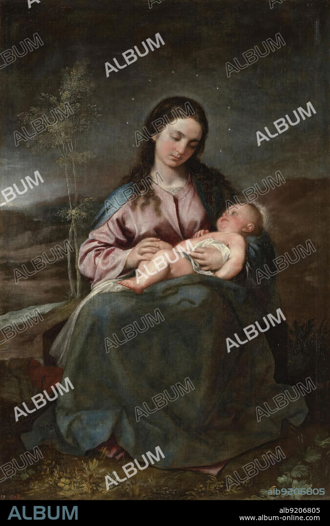 Alonso Cano/ Virgin and Child, 1645 - 1652. Oil on canvas, 162 x 107 cm. Deposited in the Museum of Malaga.