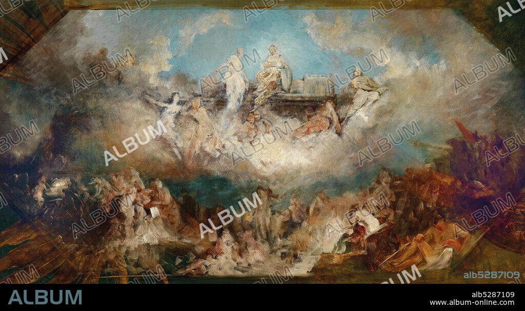 HANS MAKART. The sinking of the Nibelung treasure in the Rhine.