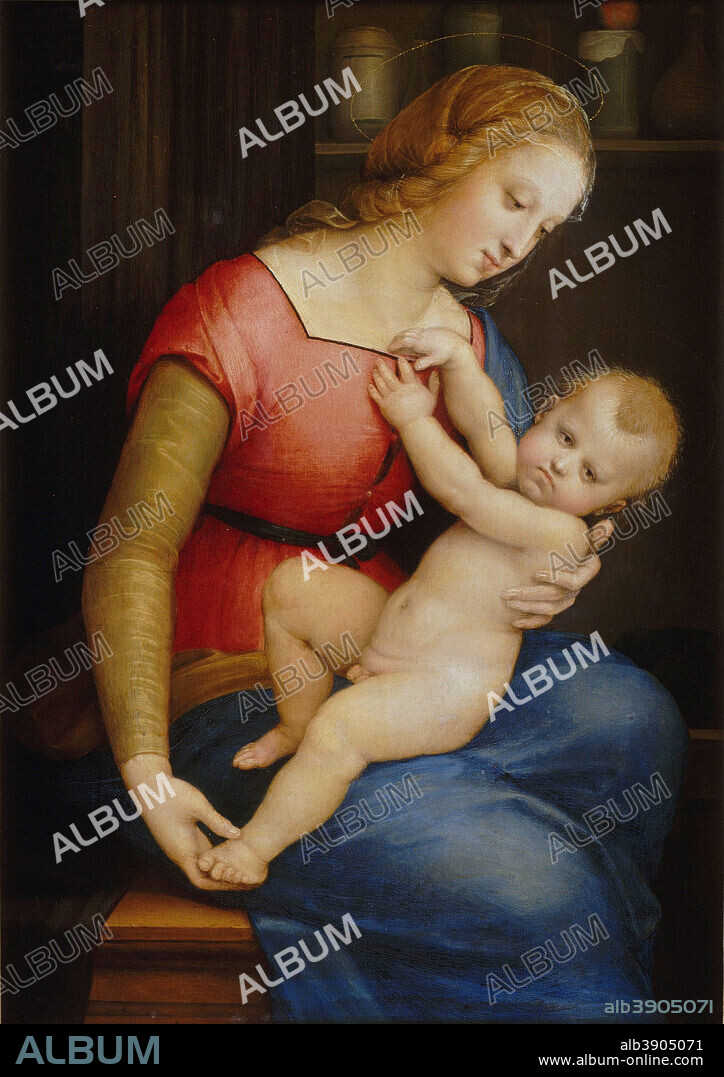 RAPHAEL. La Madone de la maison d'Orléans / Madonna d'Orleans. Date/Period: Avant 1507. Painting. Oil on panel. Height: 310 mm (12.20 in); Width: 230 mm (9.05 in).