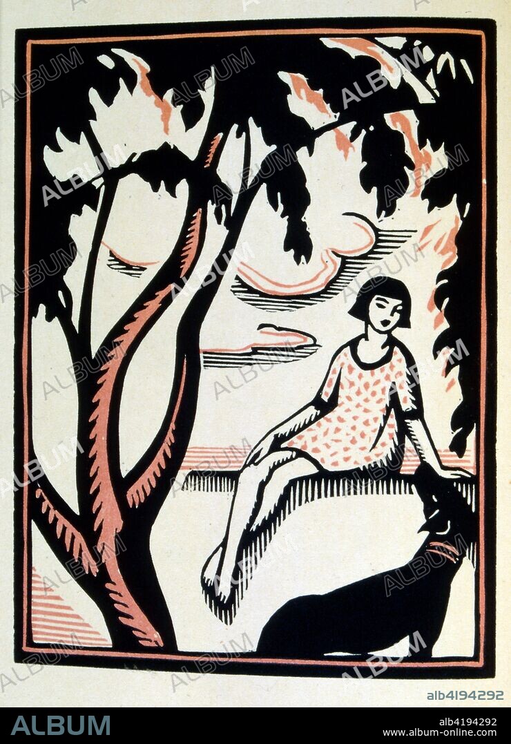 Illustration from 'La Chambre éclairée' 1922, by Colette (1873-1954). Colette was a French novelist nominated for the Nobel Prize in Literature in 1948. She was also a mime, an actress, and a journalist. Colette married the writer and critic Henri Gauthier-Villars (“Willy”). La Chambre éclairée (The enlightened House) was a Collection of texts published in the press at the end of the First World War.