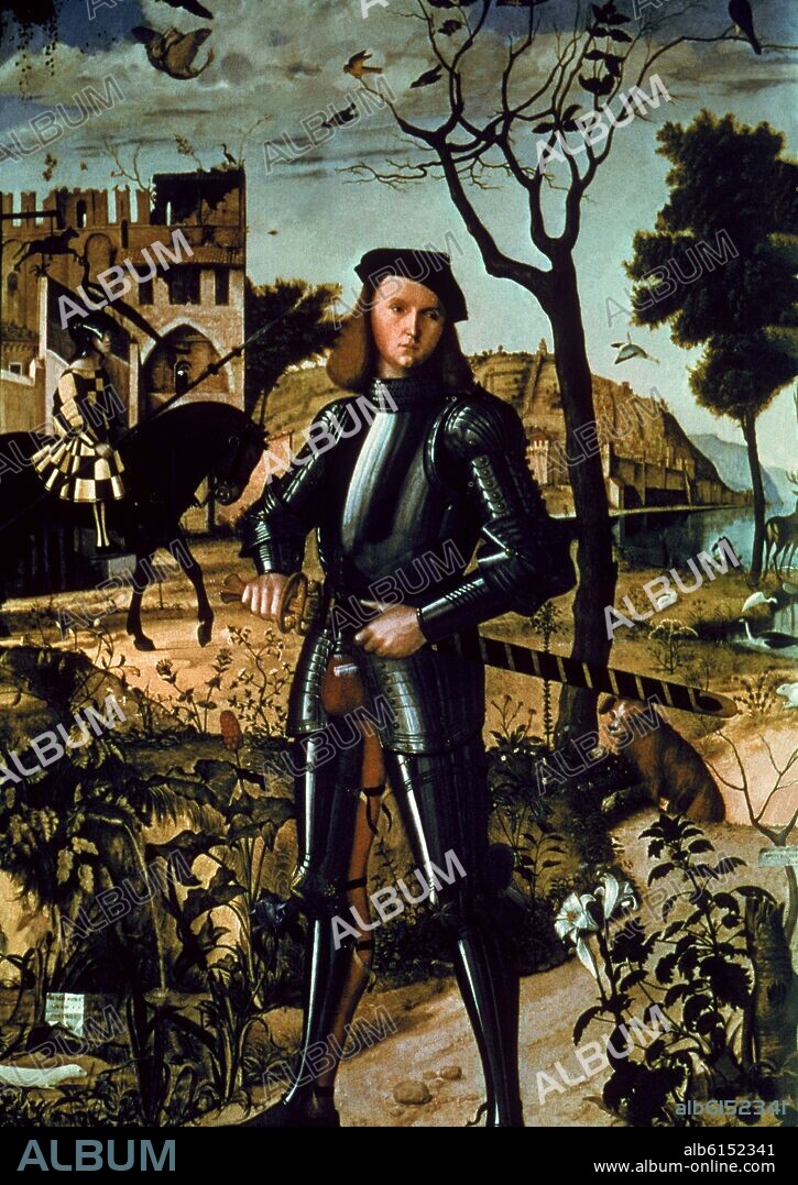 VITTORE CARPACCIO (1455-1526). CABALLERO DESCONOCIDO POSIBLE FRANCESCO MARIA DELLA ROVERE DUQUE DE URBINO - 1510 - O/T - RENACIMIENTO ITALIANO.