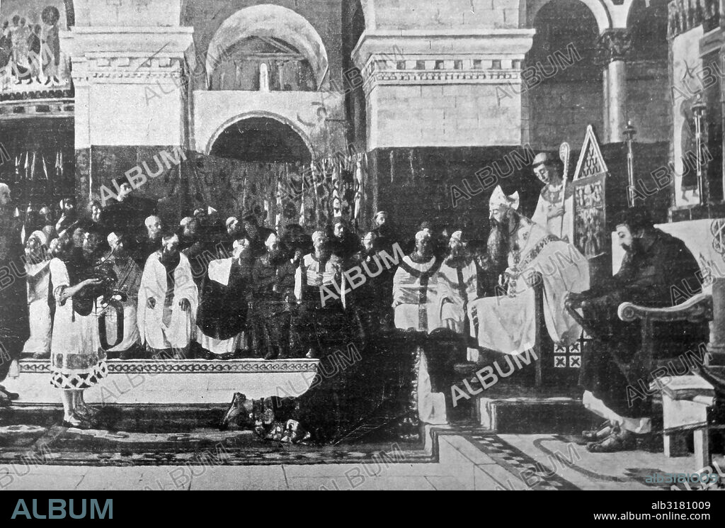 The Fourth Council of Toledo occurred in 633 Ad at Toledo; Spain. It was held at the church of Saint Leocadia in Toledo. under the presidency of the noted Isidore of Seville; the council regulated many matters of discipline; decreed uniformity of liturgy throughout the Visigothic kingdom and took stringent measures against baptized Jews who had relapsed into their former faith.