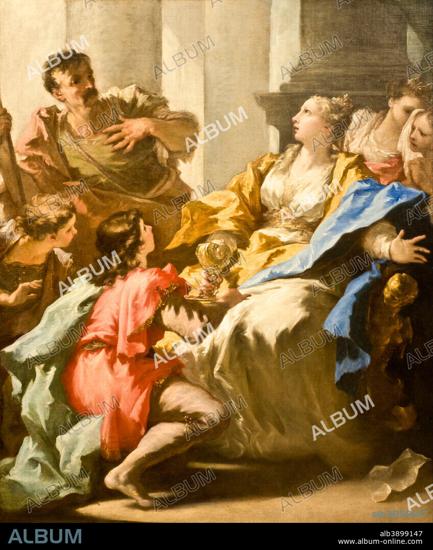 GIOVANNI ANTONIO PELLEGRINI. Sophonisba Receiving the Cup of Poison. Date/Period: 1708 - 1713. Painting. Oil on canvas. Height: 1,857 mm (73.11 in); Width: 1,543 mm (60.74 in).