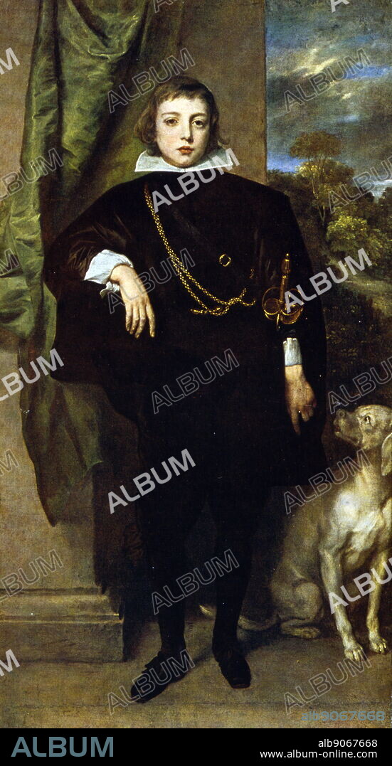 Portrait of a young Prince Rupert of the Rhine (1619-1682) a noted German soldier, admiral, scientist, sportsman, colonial governor and amateur artist. Painted by Anthony van Dyck (1599-1641) a Flemish Baroque artist and leading court painter in England. Dated 17th Century.