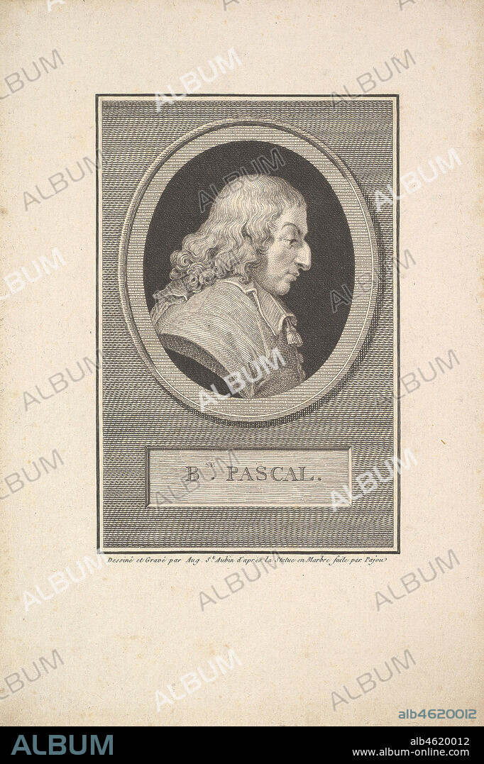 AUGUSTIN DE SAINT-AUBIN. Portrait of Blaise Pascal, 1802. After Augustin Pajou.