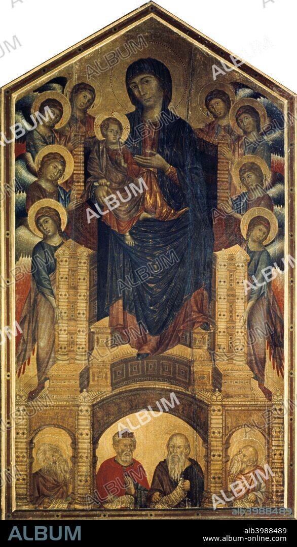 'The Madonna in Majesty' (Maestà), 1285-1286. From the Uffizi Gallery, Florence, Italy.