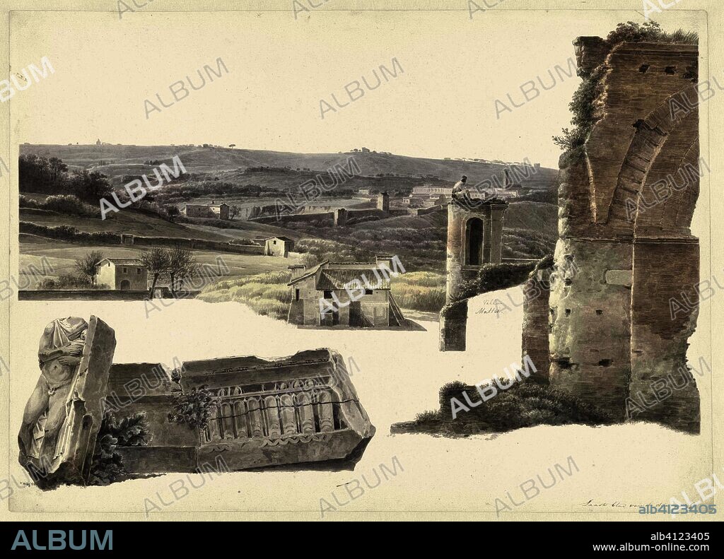View from the Villa Mattei (now Villa Celimontana) in Rome. Draughtsman: Josephus Augustus Knip. Dating: c. 1809 - c. 1812. Place: Italy. Measurements: h 365 mm × w 510 mm.
