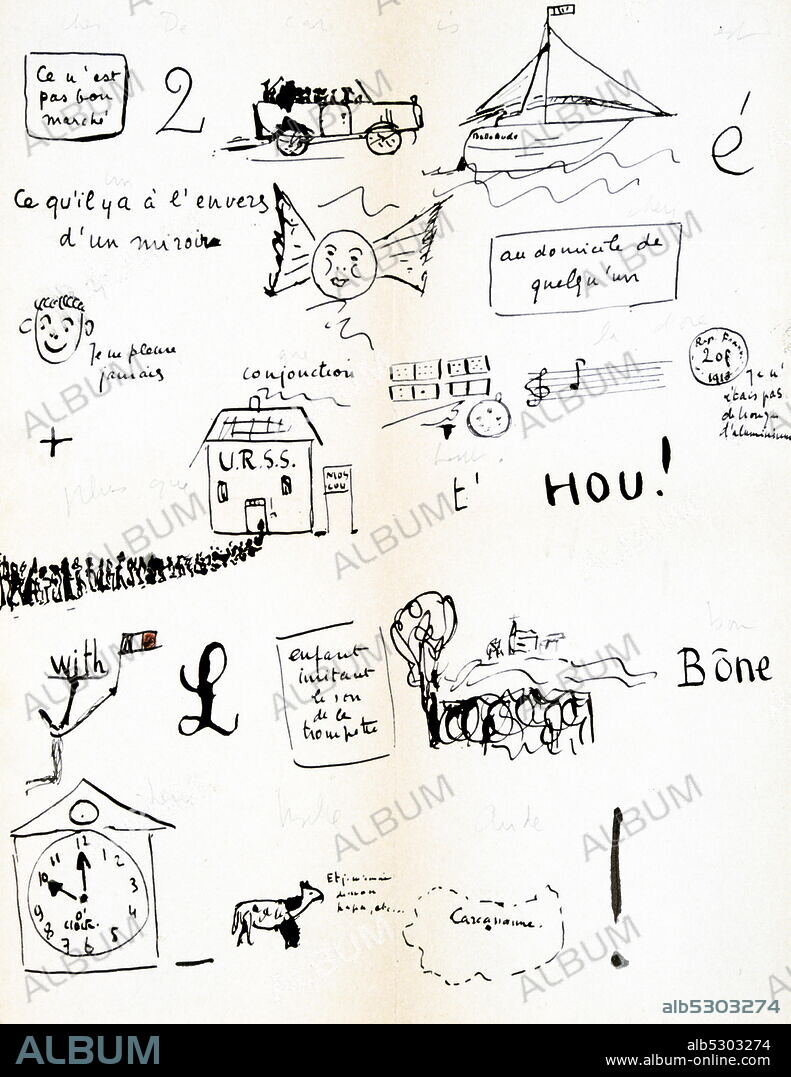 Rebus: Hou!', c1920-1945. Artist: Robert Desnos. Robert Desnos (1900 - 1945) was a French surrealist poet, who developed the automatic writing style recording the associations and leaps of the subconscious mind.