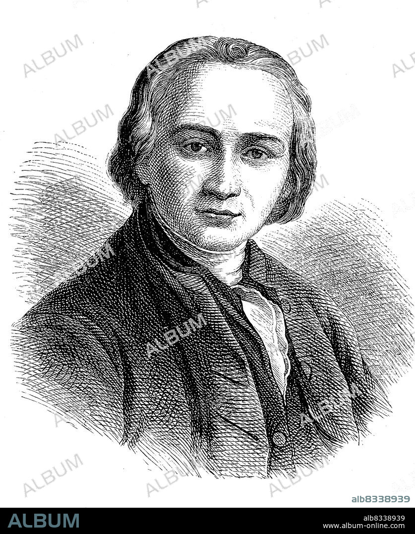 Georg Joseph Vogler, auch Abbe Vogler oder Abt Vogler, 15. Juni 1749 - 6. Mai 1814, war ein deutscher Komponist, Organist, Kapellmeister, Priester, Musikp§dagoge und Musiktheoretiker / Georg Joseph Vogler, also Abbe Vogler or Abbot Vogler, June 15, 1749 - May 6, 1814, was a German composer, organist, kapellmeister, priest, music educator and music theorist, Historisch, historical, digital improved reproduction of an original from the 19th century / digital restaurierte Reproduktion einer Originalvorlage aus dem 19. Jahrhundert, genaues Originaldatum nicht bekannt,.