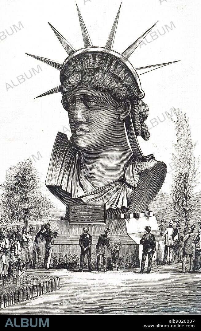 Engraving depicting Frédéric Auguste Bartholdi's Statue of Liberty. Frédéric Auguste Bartholdi (1834-1904) a French sculptor. Dated 19th century.