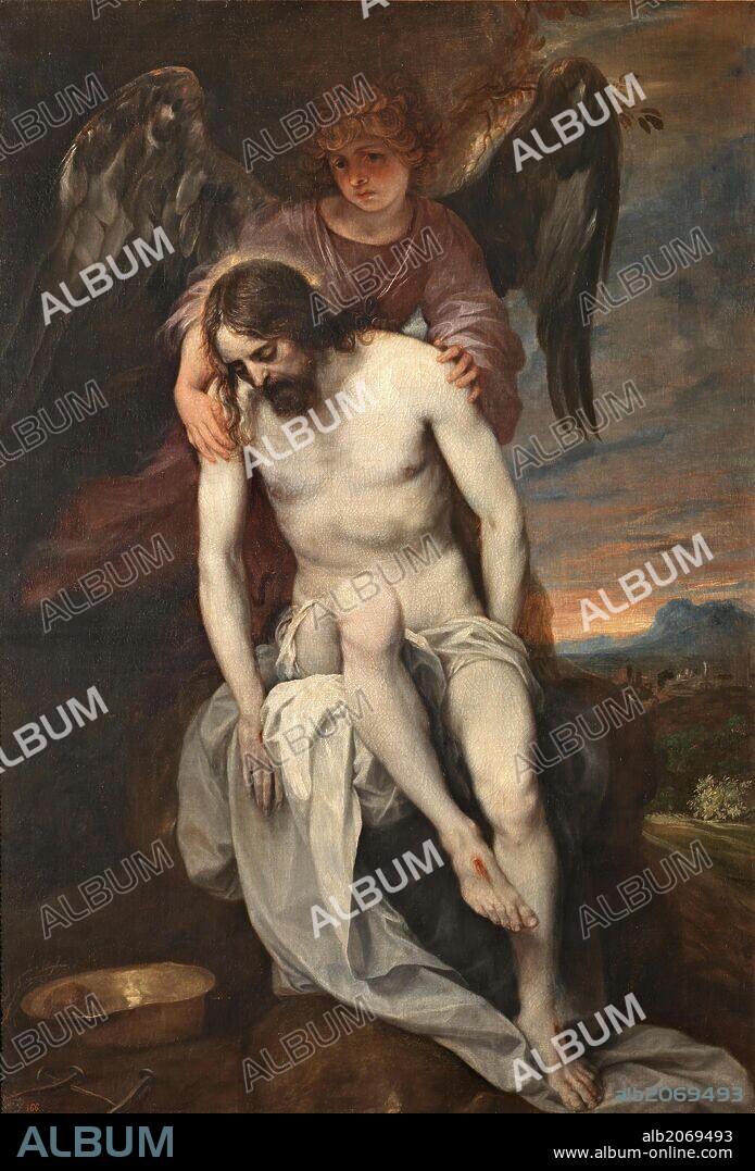 Alonso Cano / 'Dead Christ held by an Angel', 1646-1652, Spanish School, Oil on canvas, 178,3 cm x 119,8 cm, P00629.