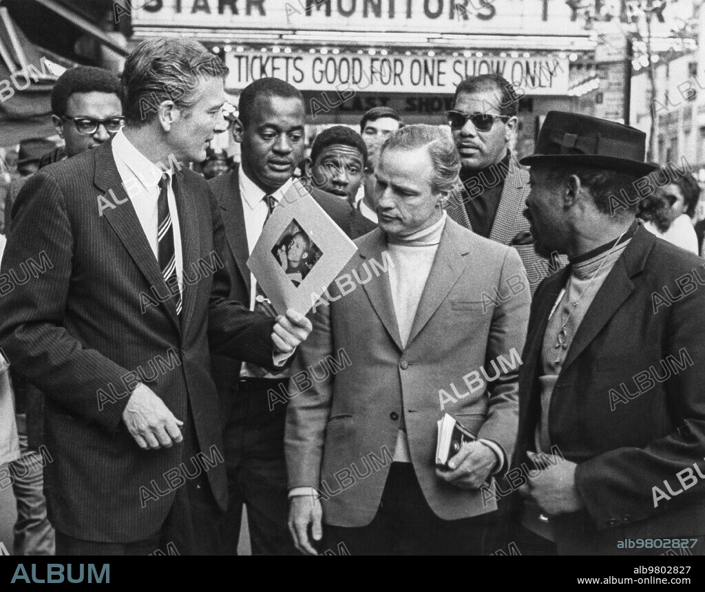 Marlon brando, john vliet lindsay, harlem, new york, 1968.