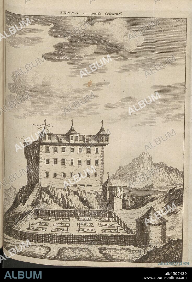 Yberg ex part Oriental, East view of the castle Iberg, Tab. 5 (Iter 8), to p. 554, 1723, Johann Jakob Scheuchzer: Ouresiphoites Helveticus, sive, itinera per Helvetiae alpinas regiones facta annis MDCCII, MDCIII, MDCCIV, MDCCV, MDCCVI, MDCCVII, MDCCIX, MDCCX, MDCCXI (...). Lugduni Batavorum [Leiden]: typis ac sumptibus Petri van der Aa, MDCCXXIII [1723].