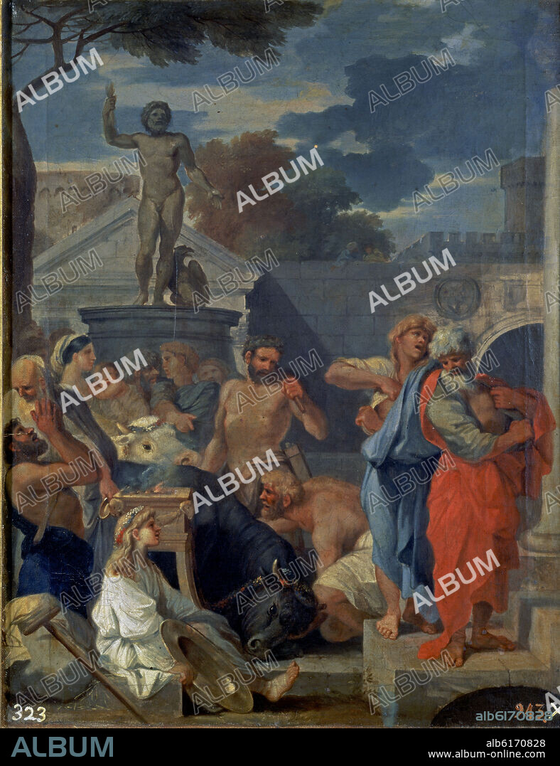 SEBASTIEN BOURDON (1616-1671). French school. St. Paul and St. Barnabus of Lystra. San Pablo y San Bernabe en Listra. Oil on canvas (47 x 36 cm). Madrid, El Prado.