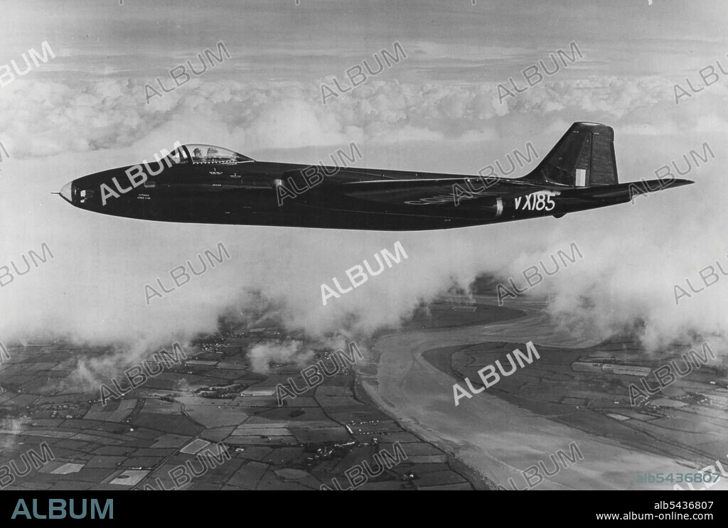 New 'Canberra' Has Dual Role -- Shown here is the new version of the English Electric Canberra jet bomber the Mark B.8, first flight of which is announced to-day (Saturday). The new Canberra can be used as a high altitude bomber-the role in which it is shown here-or, fitted with armament, for long-range night ***** duties involving attack on communication and other ground targets. The armament is controlled by the pilot who has a fighter-type canopy, while the second crew member, the navigator,.
