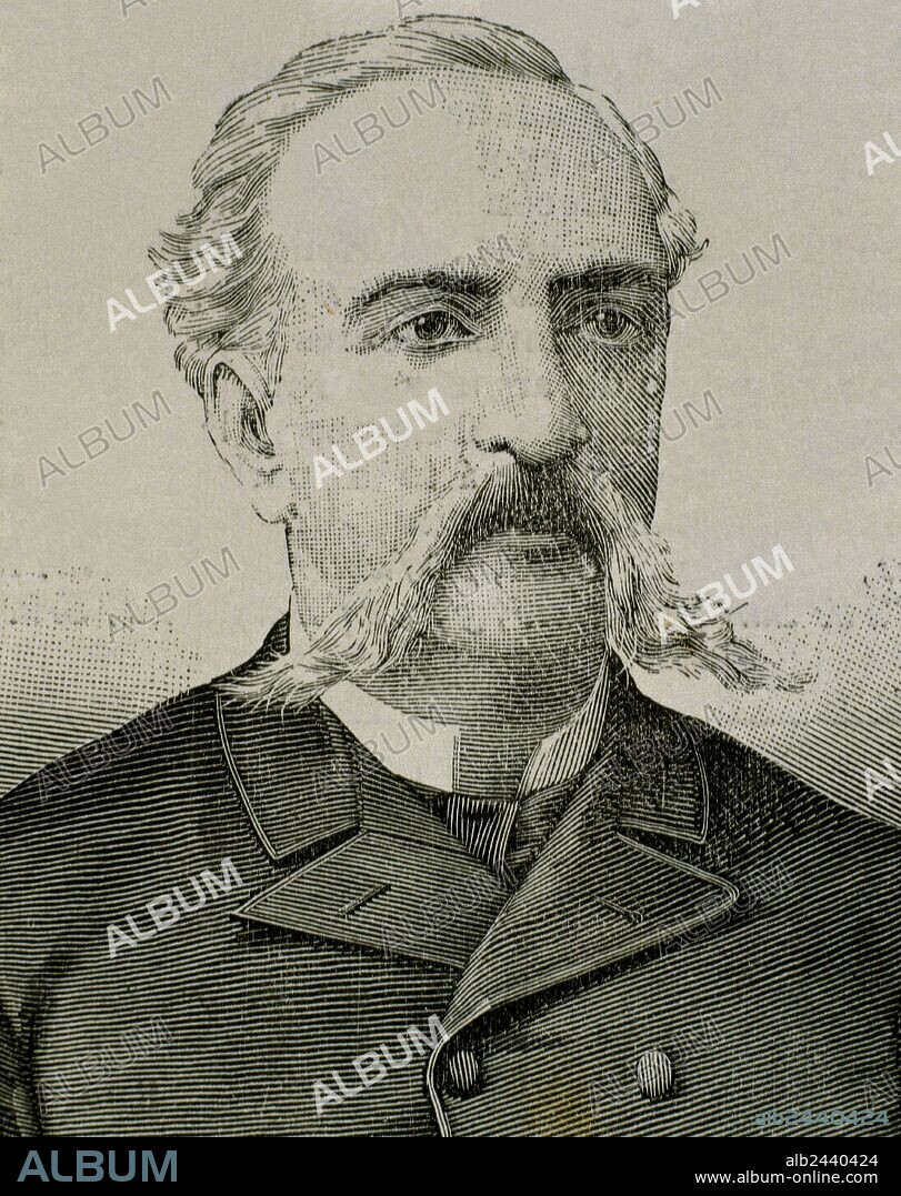 BLANCO UNZUETA, Benjamín Pío (Cochamba,1832-Cochabamba,1902). Poeta y periodista boliviano. Grabado de 1890.