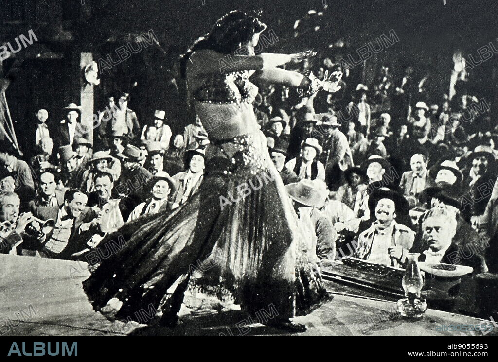 Film still from 'Salome Where She Danced' starring Yvonne De Carlo, Rod Cameron, David Bruce, and Walter Slezak.